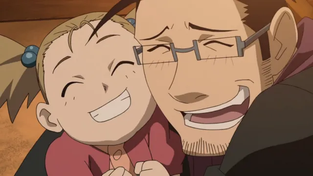 maes hughes (from fullmetal alchemist: brotherhood) with her daughter